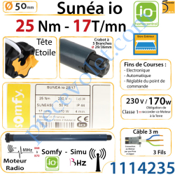 Moteur Sunéa 25/17 io LT 50 sans Mds