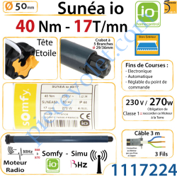 Moteur Sunéa 40/17 io LT 50 sans Mds