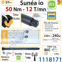 Moteur Sunéa 50/12 io LT 50 sans Mds