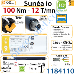 Moteur Sunéa 100/12 io LT 60 sans Mds