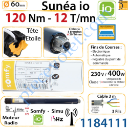 Moteur Sunéa 120/12 io LT 60 sans Mds
