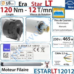 Moteur Nice Filaire Era Star LT 120/12 pour Store Toile...