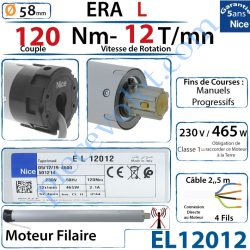 Moteur Nice Filaire Era L 120/12 Avec FdC Manuels Série L...