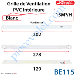 Grille de Ventilation PVC Intérieure 15 m³/h Auto...