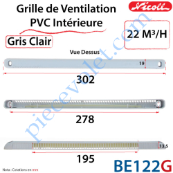 Grille de Ventilation PVC Intérieure 22 m³/h Auto...