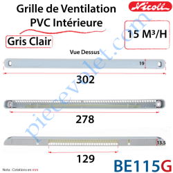 Grille de Ventilation PVC Intérieure 15 m³/h Auto...