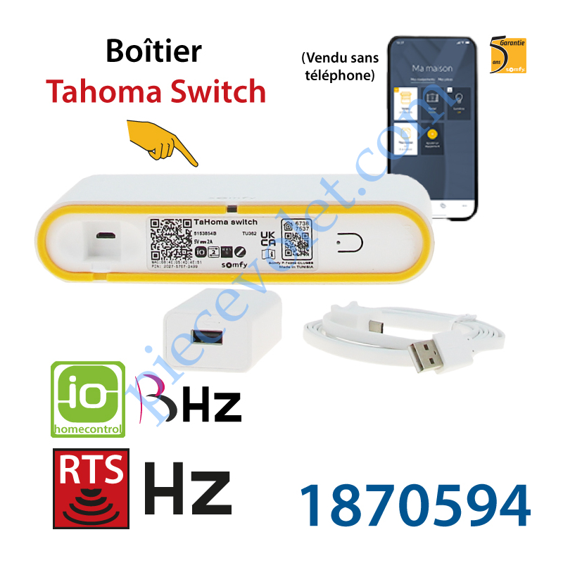 Boîtier Tahoma Switch Somfy io et Rts à Connecter à Internet