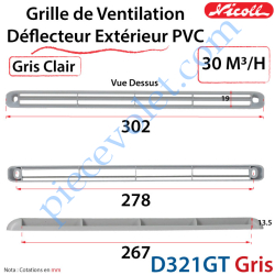 Grille de Ventilation - Déflecteur PVC Extérieur 30 m³/h...