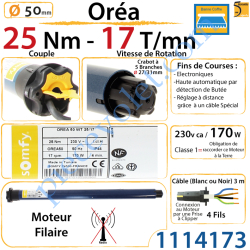 Moteur Filaire Oréa 25/17 WT LT 50 pour Store Banne...