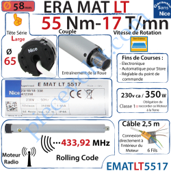 Moteur Nice Radio Era Mat LT 55/17 Av FdC Electro &...