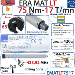 Moteur Nice Radio Era Mat LT 75/17 Av FdC Electro &...