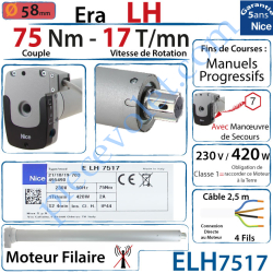 Moteur Nice Filaire Era LH 75/17 Av FdC Manuels Série L...