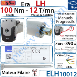 Moteur Nice Filaire Era LH 100/12 Av FdC Manuels Série L...