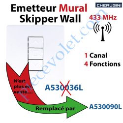 Emetteur Mural Cherubini Skipper Wall 433 MHz 1 Canal 4...