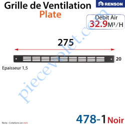 Grille de Ventilation 32.9 m³/h Plate Renson 275 x 20 x...