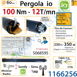 Moteur Pergola 100/12 io LT 60