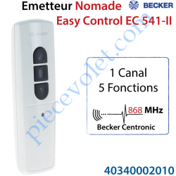 Emetteur Nomade Becker Centronic Easy Control EC 541-II...