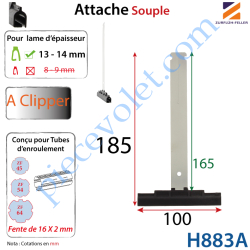 Attache Tablier Noire Lg 185 mm à Clipper sur Tube Zf...