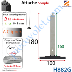 Attache Tablier Grise Longueur 180 mm à Clipper Fente 5x8...