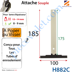 Attache Tablier Noire Lg 185 mm à Visser pour Lame 8-9 mm...