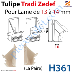 Tulipe Tradi Zedef pour Lame de 13 à 14 mm Bombé de x mm...