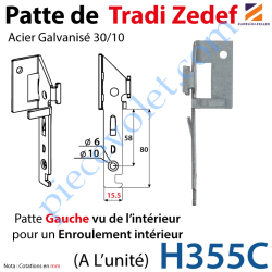 Patte Tradi Zedef Gauche Acier Galvanisé 30/10 Largeur...