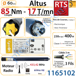 Moteur Somfy Altus Rts 85/17 LT 60