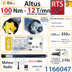 Moteur Somfy Altus Rts 100/12 LT 60