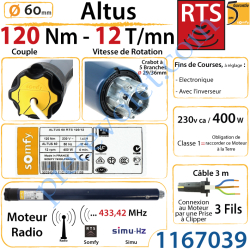 Moteur Somfy Altus Rts 120/12 LT 60