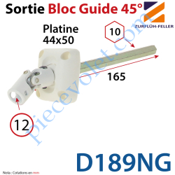 Sortie Bloc-Guide 45° Platine 44x50 Genouillère ø12...